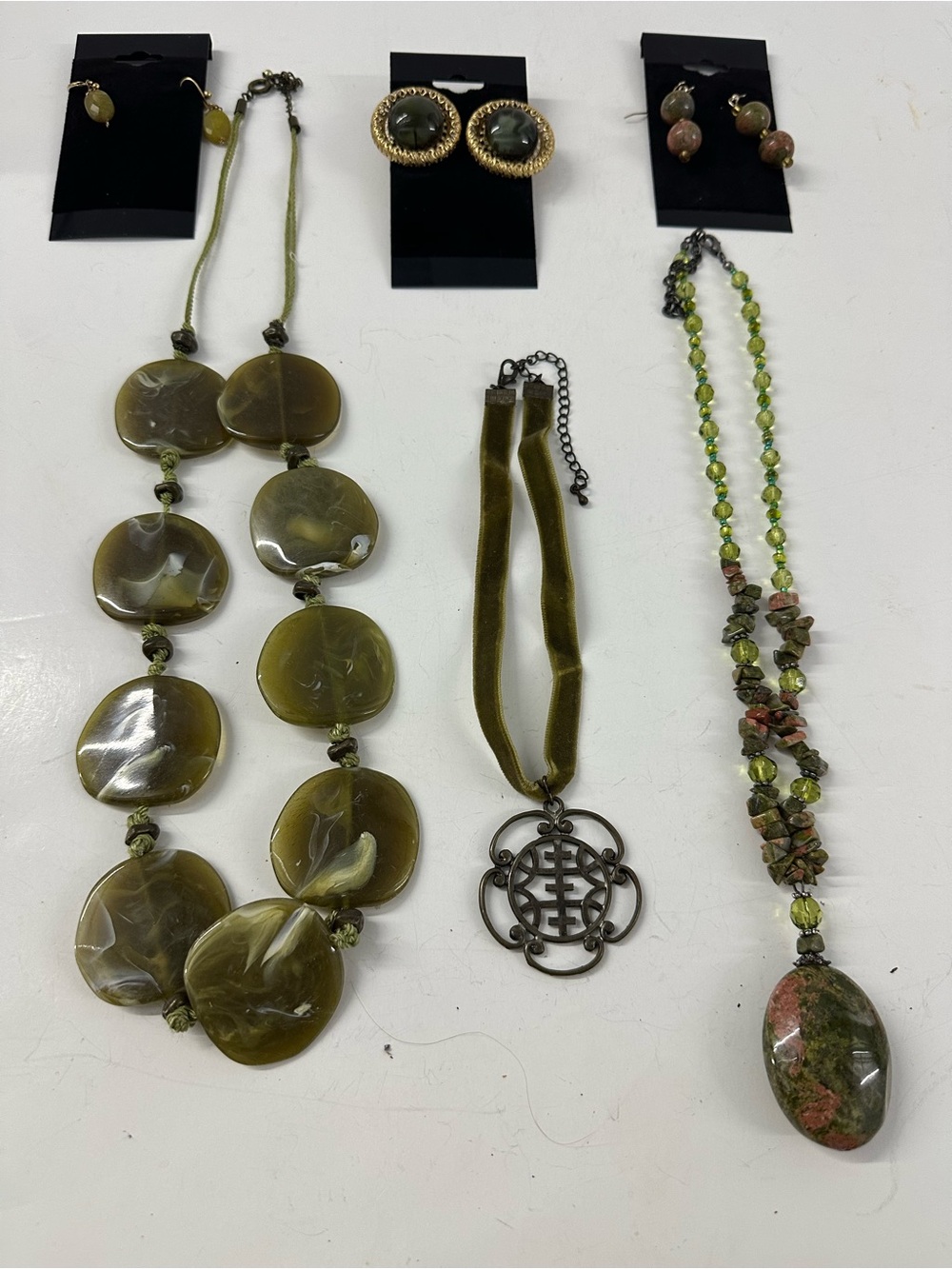 Vintage Sage Green Jewelry Set